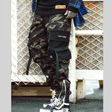 Streetwear Ribbons Cargo Pants Mens Camouflage Joggers Hip Hop Korean Fashions Designer Camo Sweatpants