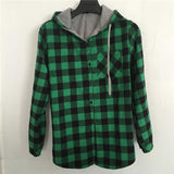 Casual Red Plaid Shirt Hooded Long Sleeve England Shirt Tops Men Harajuku Black Checkered Blouse Couple Clothes