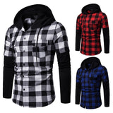 Fashion Plaid Hooded Dual Pockets Long Sleeve Men's Casual Slim Fit Shirt Top Lumberjack Check Shirt Jack Clothes MCL205