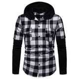 Fashion Plaid Hooded Dual Pockets Long Sleeve Men's Casual Slim Fit Shirt Top Lumberjack Check Shirt Jack Clothes MCL205