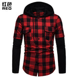 Fashion Plaid Hooded Dual Pockets Long Sleeve Men's Casual Slim Fit Shirt Top Lumberjack Check Shirt Jack Clothes MCL205