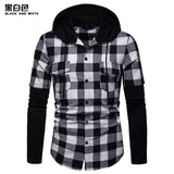 Fashion Plaid Hooded Dual Pockets Long Sleeve Men's Casual Slim Fit Shirt Top Lumberjack Check Shirt Jack Clothes MCL205