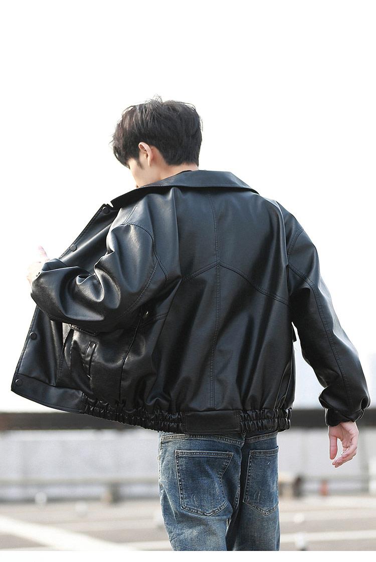 2021 Mens Loose Style Jacket Motorcycle Biker Leather Jacket Men Fashion Leather Coats Male Bomber Jacket