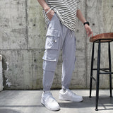 Men Streetwear Cargo Pants 2020 Overalls Mens Pockets Hip Hop Joggers Pants Black Fashions Sweatpants 5XL