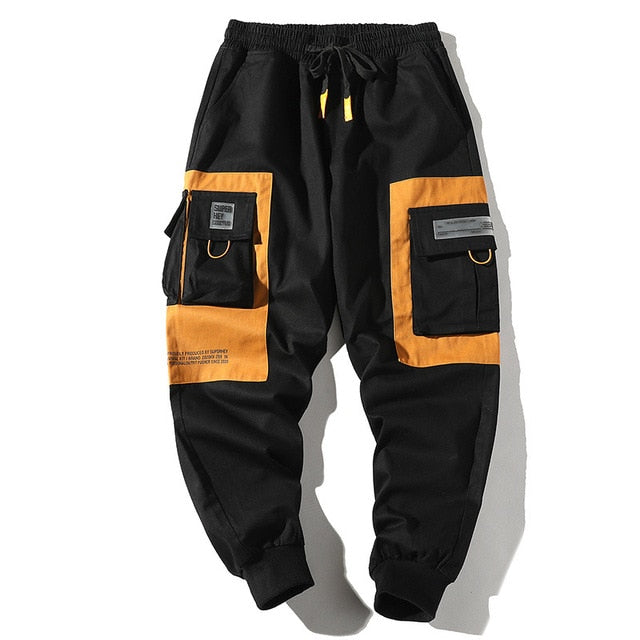 2021 Men Multi-pocket Elastic Waist Design Harem Pant Street Punk Hip Hop Casual Trousers Joggers Male Cargo Pants