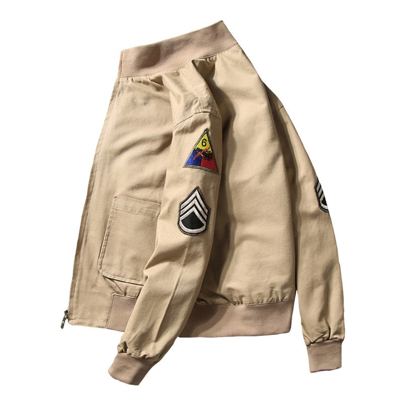 2021Tanker Khaki Spring Military Cotton Bomber Jacket Lightweight Men's Cotton Tanker Jacket