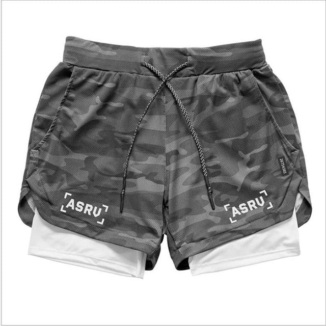 2021 New Double deck Running Shorts Men  Fitness Workout Bermuda Bodybuilding Quick dry Short Pants Male  clothing Bottoms