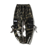 Streetwear Ribbons Cargo Pants Mens Camouflage Joggers Hip Hop Korean Fashions Designer Camo Sweatpants