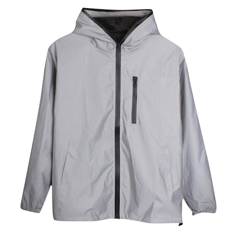 Long Sleeved Reflective jacket men harajuku windbreaker jackets hooded hip-hop streetwear