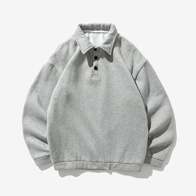 Men Solid Korean Harajuku Patchwork Hoodies 2021 Autumn Pullover Casual Sweatshirts Turndown Collar Clothing