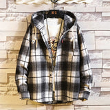 Spring Autumn men's Slim Fit Men Long Sleeve Hooded Shirt Men plaid shirt Male Casual Men Shirt Large size 5XL