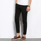 Autumn Men Fashions Solid Color Casual Pants Men Straight Slight Elastic Ankle-Length High Quality Formal Trousers Men