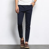 Autumn Men Fashions Solid Color Casual Pants Men Straight Slight Elastic Ankle-Length High Quality Formal Trousers Men