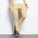 Autumn Men Fashions Solid Color Casual Pants Men Straight Slight Elastic Ankle-Length High Quality Formal Trousers Men