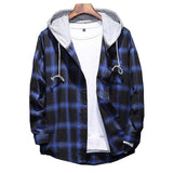 men shirt cotton 2021 autumn new High Quality Long sleeve Casual hooded fashion Loose shirt male Plaid shirt Large size 5XL