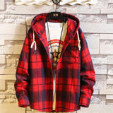 Casual Brand With Hooded Plaid Men' Fleece Shirts Long Sleeves 2020 New Spring Autumn Shirt OverSize M-6XL