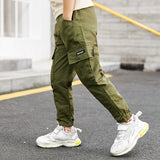 Boy Pants Spring Kids Cargo Pant Trousers Children Boys Casual Letter Pocket Straight Full Pant Bottom for Teenagers