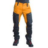 Men's Colorblock Trousers Slim Sports Pants Fashion Casual Pants Multi-pocket Overalls with Zipper