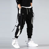 2021 New Hip-Hop Jogger Men's Black Harem Overalls Multi-Pocket Ribbon Men's Sports Pants Streetwear Casual