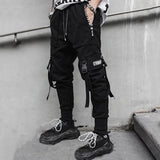 2021 New Hip-Hop Jogger Men's Black Harem Overalls Multi-Pocket Ribbon Men's Sports Pants Streetwear Casual