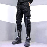 2021 New Hip-Hop Jogger Men's Black Harem Overalls Multi-Pocket Ribbon Men's Sports Pants Streetwear Casual