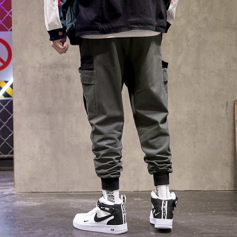 Mens Cargo Pants Men Fashion 2021 Green Solid Joggers Hip Hop Harajuku Japanese Streetwear Trousers Male Pants Men