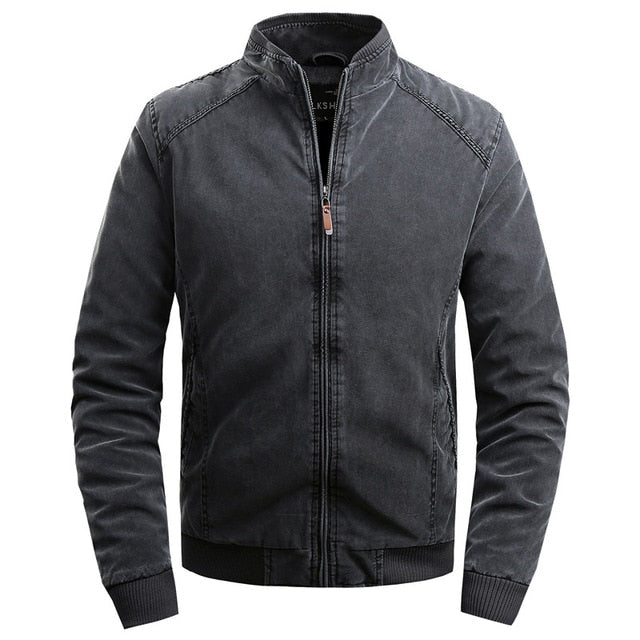 2021 New Plus Cotton Mens Jackets Stand Collar Simple Casual Men's Jacket Solid Color Warm Long Sleeve