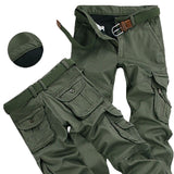 Mens Winter Pants Thick Warm Cargo Pants Casual Fleece Pockets Fur Trouser Plus Size Fashion Loose