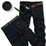 Mens Winter Pants Thick Warm Cargo Pants Casual Fleece Pockets Fur Trouser Plus Size Fashion Loose