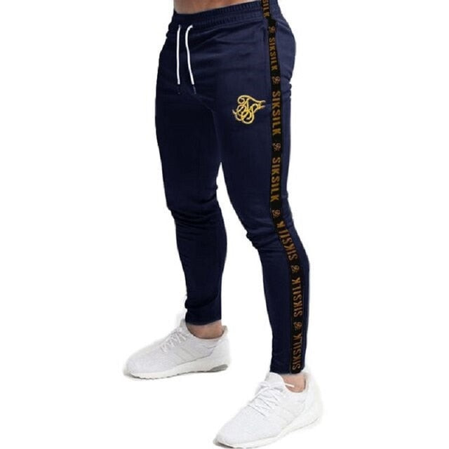 Mens Joggers Sweatpants Fitness Elastic Trousers Hip Hop Skinny Tracksuit Pant Men Casual Silk Silk Track Pants