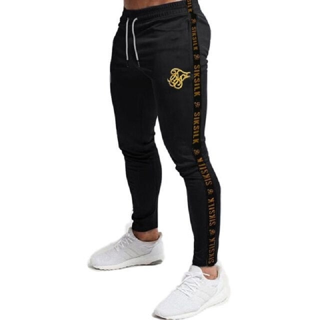 Mens Joggers Sweatpants Fitness Elastic Trousers Hip Hop Skinny Tracksuit Pant Men Casual Silk Silk Track Pants