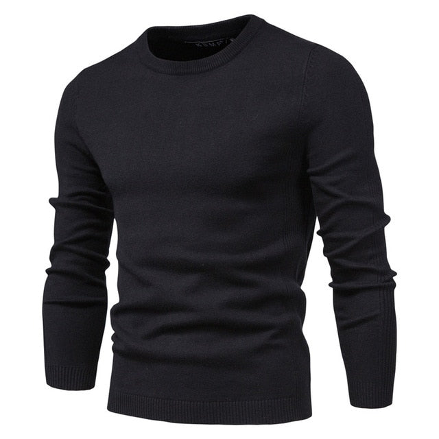 2021 Spring New Casual Solid Thick Wool Cotton Sweater Pullovers Men Fashion