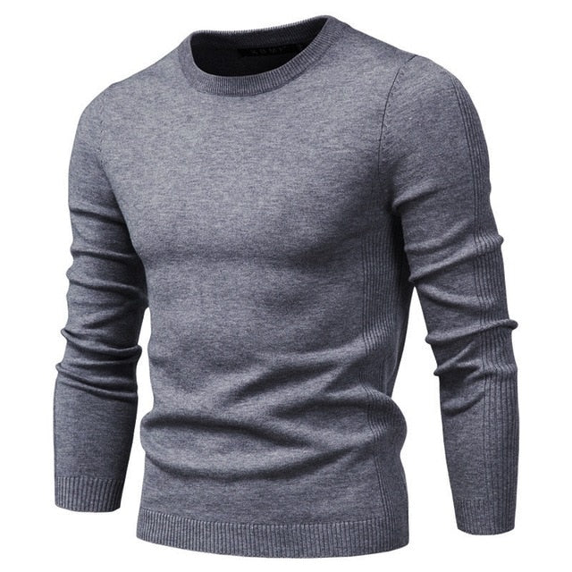 2021 Spring New Casual Solid Thick Wool Cotton Sweater Pullovers Men Fashion