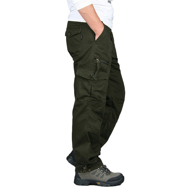 2021 Cargo Pants Men Outwear Multi Pocket Tactical Military Army Straight Slacks Pants Trousers Overalls Zipper Pocket Pants Men
