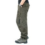 Overalls Men Cargo Pants Outwear Multi Pockets Military Army Tactical Pants Men Elastic Waist Straight Slacks Casual Trousers