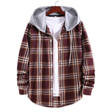 Hooded Long Sleeve Shirt Men Women 2020 High Quality Casual Plaid Printed Shirts Couple Clothes Hip Hop Streetwear Blouse Tops