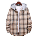 Hooded Long Sleeve Shirt Men Women 2020 High Quality Casual Plaid Printed Shirts Couple Clothes Hip Hop Streetwear Blouse Tops