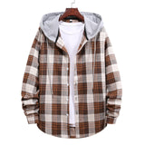 Hooded Long Sleeve Shirt Men Women 2020 High Quality Casual Plaid Printed Shirts Couple Clothes Hip Hop Streetwear Blouse Tops