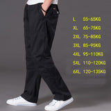 Spring and summer thin section casual pants men plus size multi-pocket men's trousers oversize pants overalls men's elastic