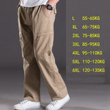 Spring and summer thin section casual pants men plus size multi-pocket men's trousers oversize pants overalls men's elastic