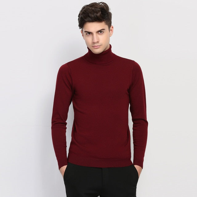 Hot 2021 New Autumn Winter Brand Clothing Slim Fit Winter Pullover Men Solid Color Knitted Sweater Men
