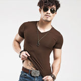 Men's Tops Tees T Shirt Men Fashion Trends Fitness Tshirt 2021 Summer New V Neck Short Sleeve Cotton