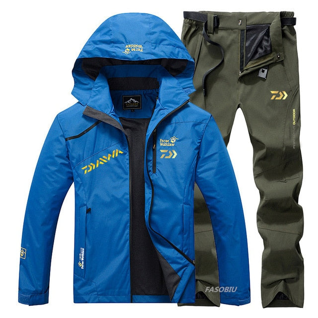 Suit Men Spring Autumn Thin Fishing Clothing Hooded Sports Hiking Fishing Jacket Outdoor Clothes Fishing Wear