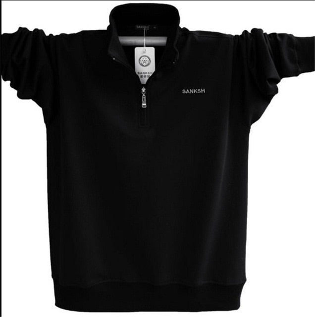 2021 Mens Long Sleeve Poloshirt Brand High Quality Plus Size Stand Collar Cotton Shirts Men Zipper Camisa Polos