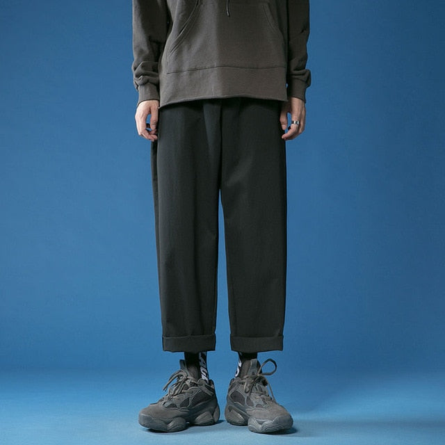 2021 Men's Casual Pants Cargo Straight Loose Pants Solid Color Trousers Streetwear Baggy Sweatpants