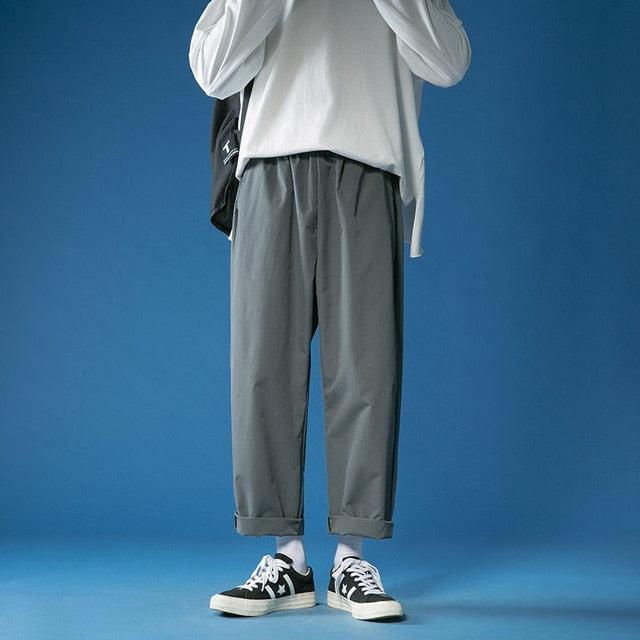 2021 Men's Casual Pants Cargo Straight Loose Pants Solid Color Trousers Streetwear Baggy Sweatpants