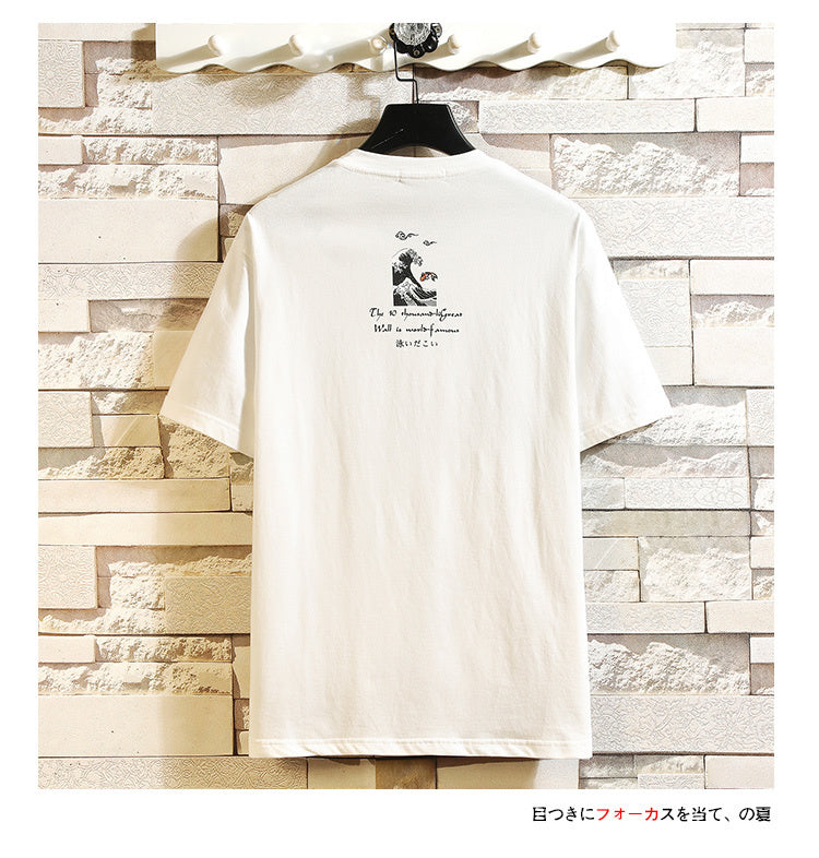 Funny Anime Print Oversized Men T Shirt Hip-Hop Cotton Summer tJapanese Male Causal Fashion Loose Tees