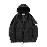 Spring Summer Thin Metal Nylon Hood Men's Jacket Hidden Cap Special Reflective Fabric Mosaic Coat