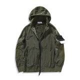 Spring Summer Thin Metal Nylon Hood Men's Jacket Hidden Cap Special Reflective Fabric Mosaic Coat