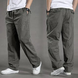 Men Solid Pants with Many Pockets Tactical Cargo Pants Dark Grey Combat Pants Straight Trousers Summer